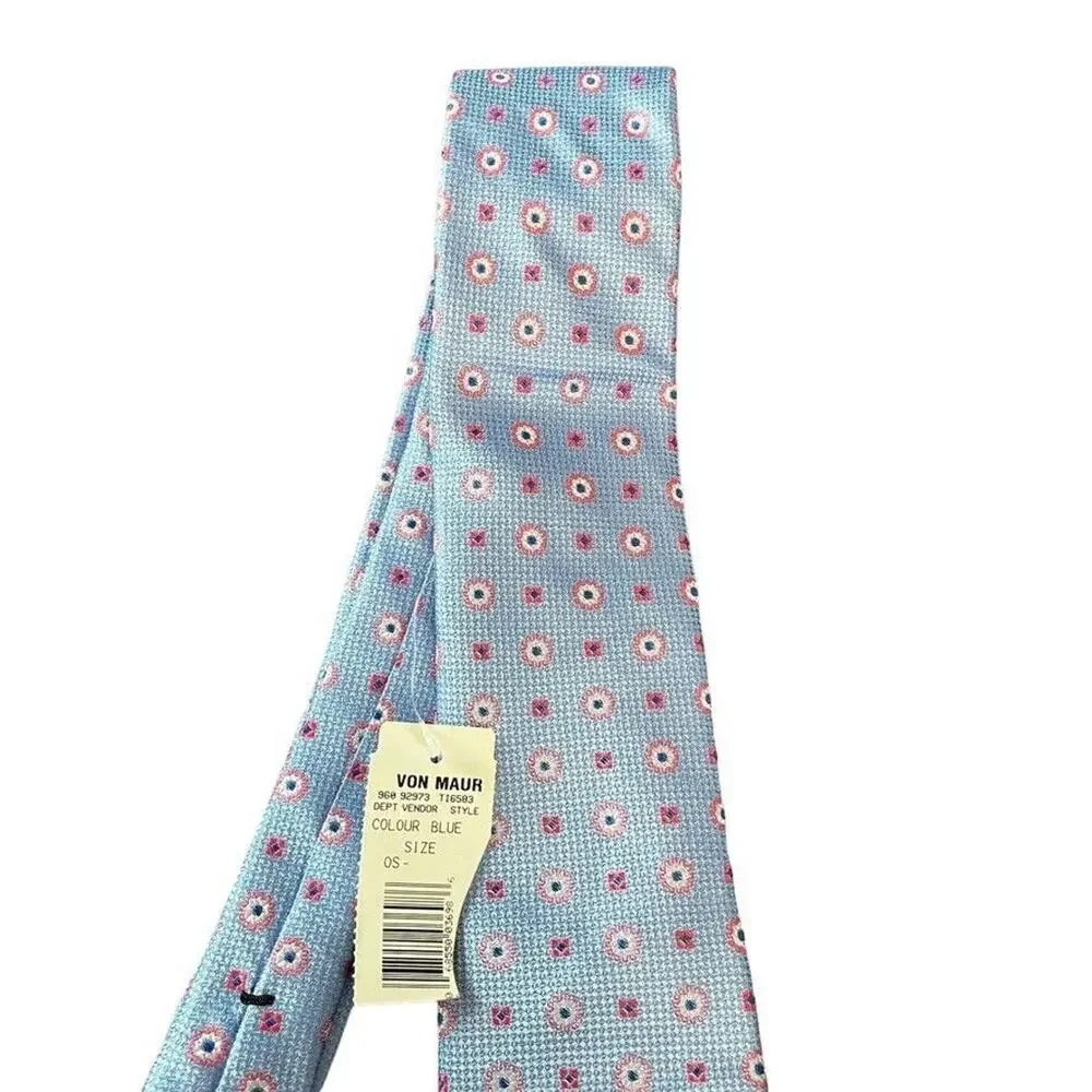 Forsyth Mens Blue Pink 100% Silk Hand Sewn Necktie Neck Tie Textured NWT Career
